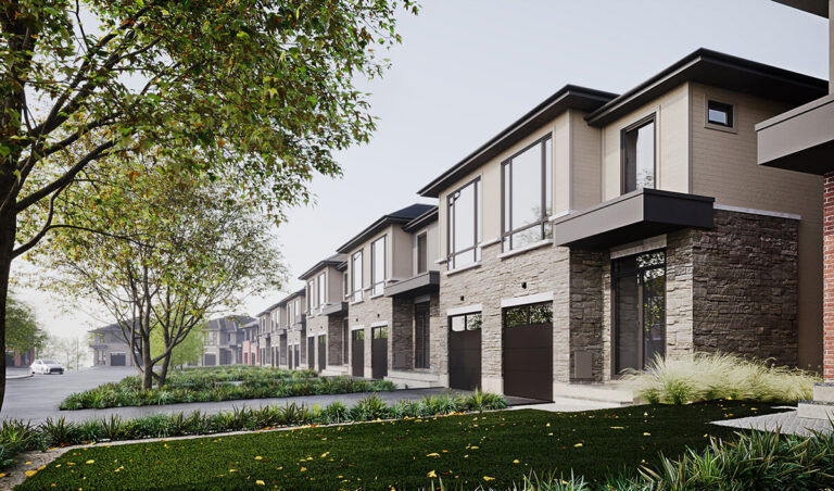 Shadowstone brick Klondike Ridge townhome exterior